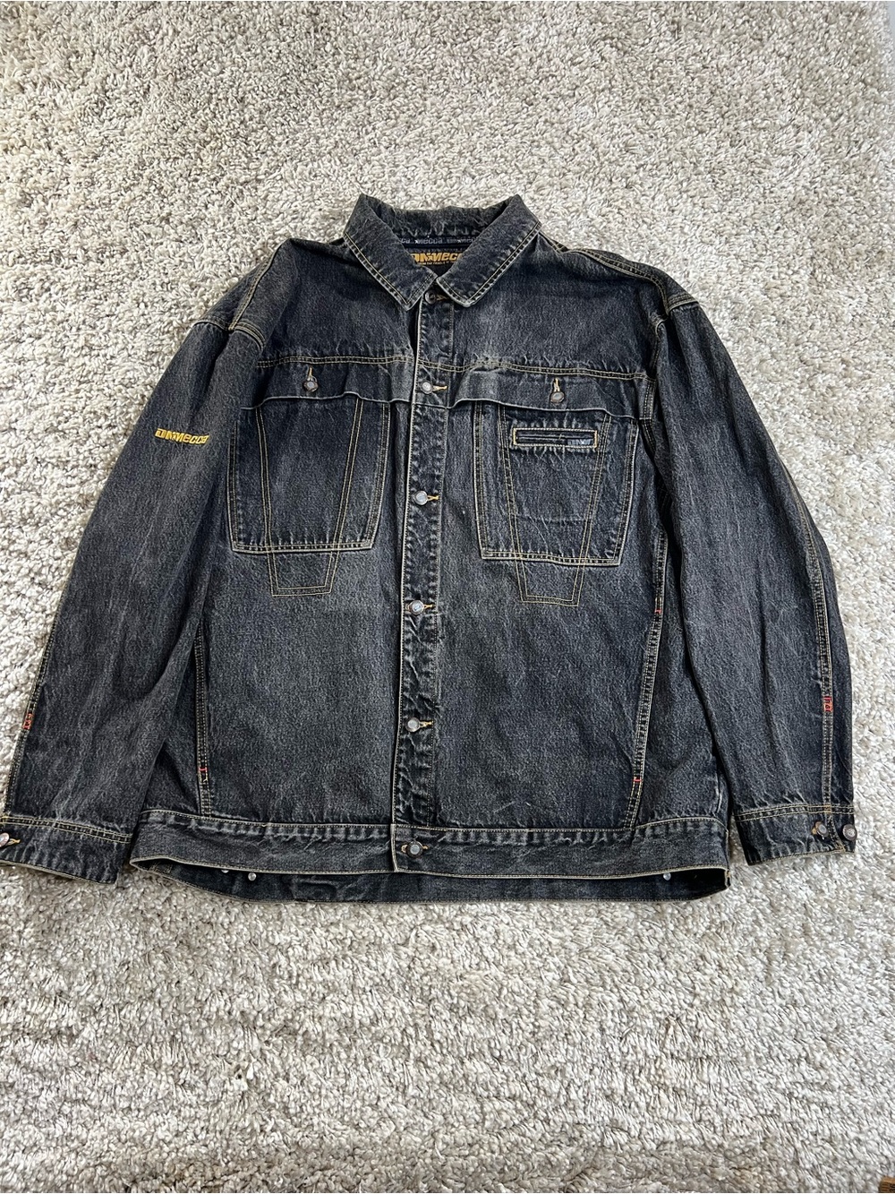 Mecca Black Washed Denim Jacket with Contrast Stitching